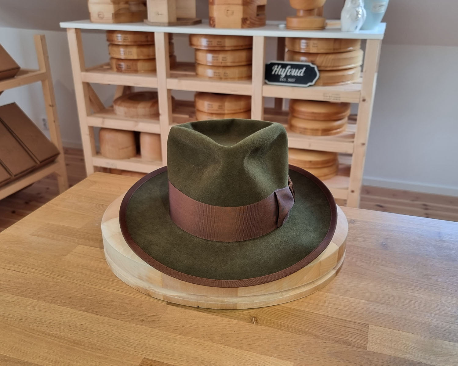 WHIPPET FEDORA | 100X BEAVER | MOSS GREEN COLOR | SIZE 58, US 7 1/4