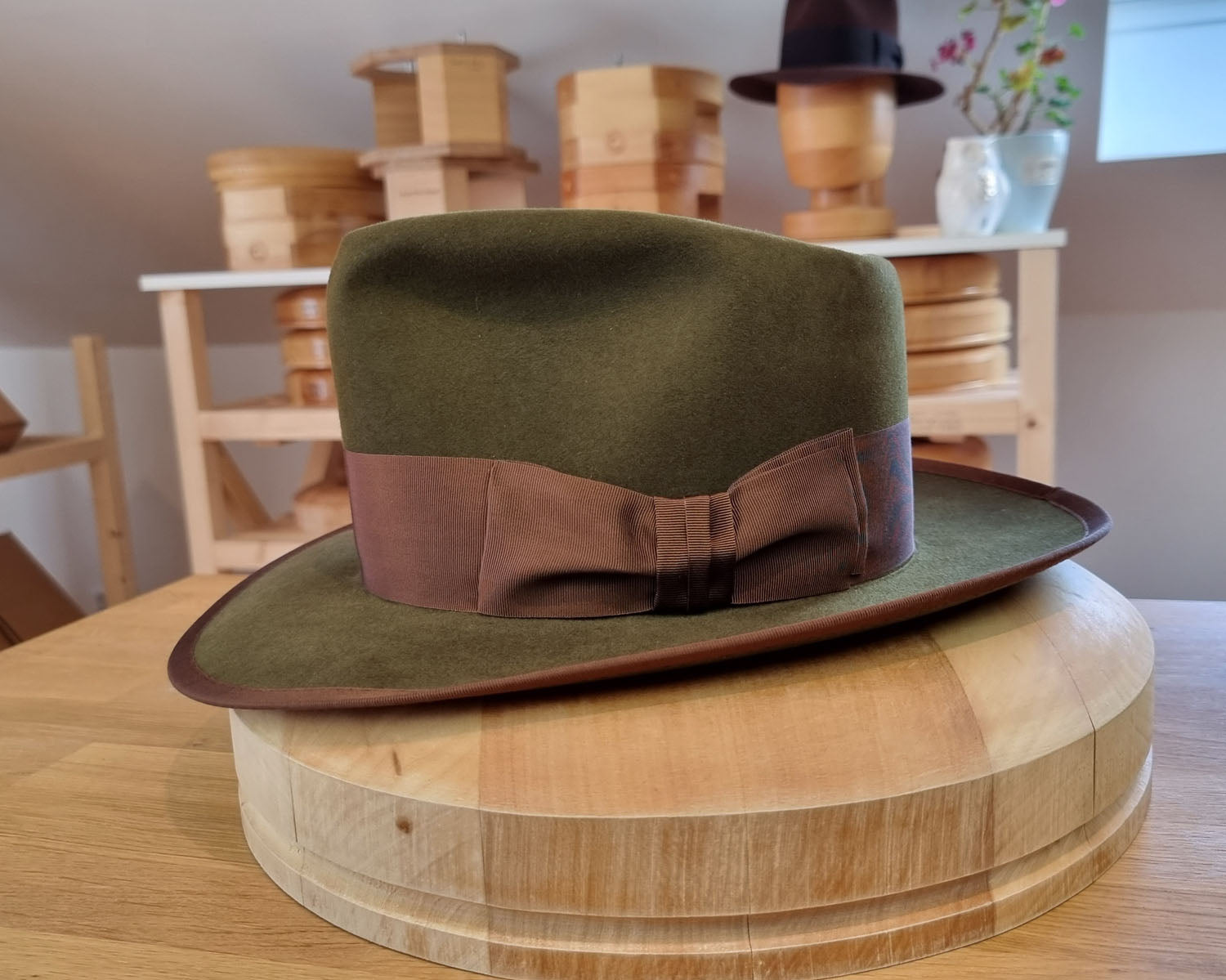 WHIPPET FEDORA | 100X BEAVER | MOSS GREEN COLOR | SIZE 58, US 7 1/4