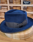 BOGART Maltese Falcon FEDORA | 100X NUTRIA | MIDNIGHT BLUE | SIZE 61, US 7 5/8