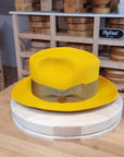 FLOKI FEDORA | RABBIT DELUXE VELOUR FELT | MUSTARD COLOR | SIZE 60, US 7 1/2