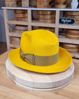 FLOKI FEDORA | RABBIT DELUXE VELOUR FELT | MUSTARD COLOR | SIZE 60, US 7 1/2