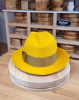 FLOKI FEDORA | RABBIT DELUXE VELOUR FELT | MUSTARD COLOR | SIZE 60, US 7 1/2