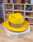 FLOKI FEDORA | RABBIT DELUXE VELOUR FELT | MUSTARD COLOR | SIZE 60, US 7 1/2