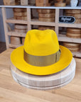 FLOKI FEDORA | RABBIT DELUXE VELOUR FELT | MUSTARD COLOR | SIZE 60, US 7 1/2