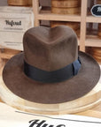 LEIFUR Lucky FEDORA | BEAVER FIFTY | SABLE BROWN | SIZE 59, US 7 3/8