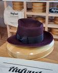 WHIPPET FEDORA | RABBIT & HARE DELUXE BLEND | PLUM COLOR | SIZE 60, US 7 1/2