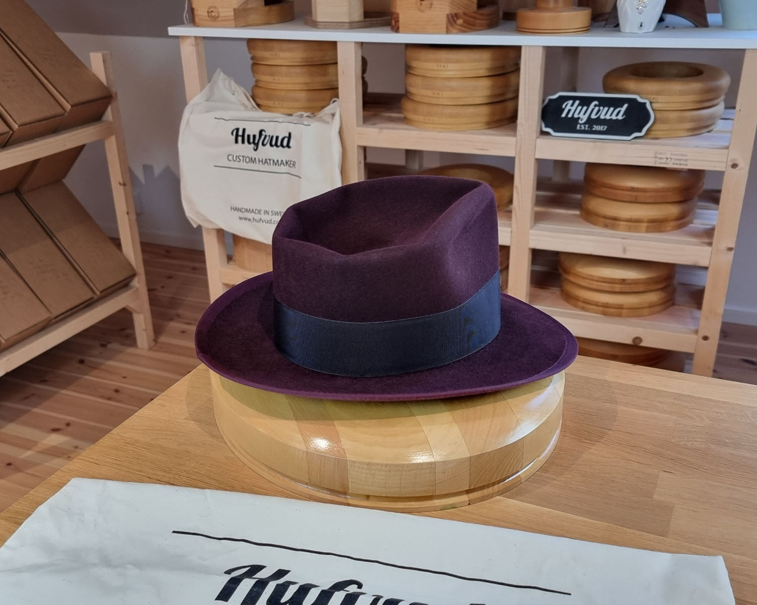 WHIPPET FEDORA | RABBIT &amp; HARE DELUXE BLEND | PLUM COLOR | SIZE 60, US 7 1/2