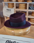 WHIPPET FEDORA | RABBIT & HARE DELUXE BLEND | PLUM COLOR | SIZE 60, US 7 1/2