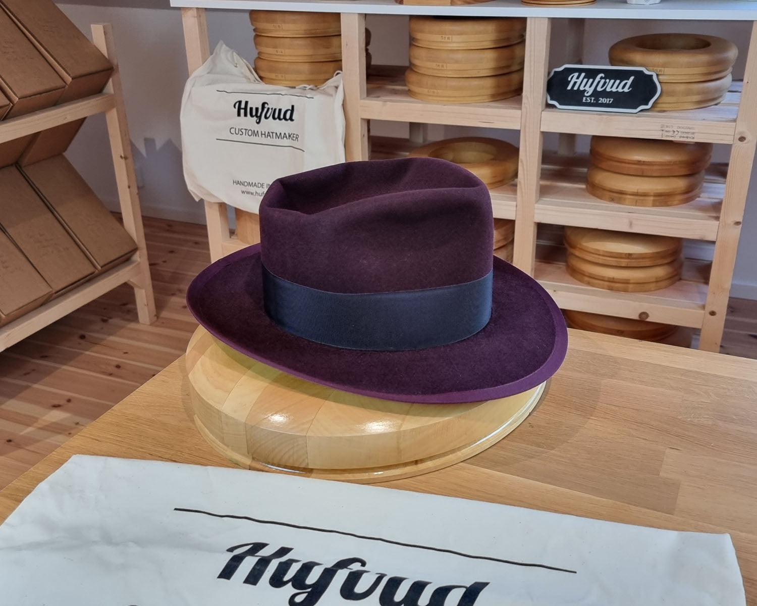 WHIPPET FEDORA | RABBIT &amp; HARE DELUXE BLEND | PLUM COLOR | SIZE 60, US 7 1/2