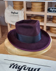 WHIPPET FEDORA | RABBIT & HARE DELUXE BLEND | PLUM COLOR | SIZE 60, US 7 1/2