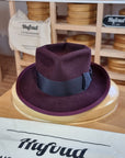 WHIPPET FEDORA | RABBIT & HARE DELUXE BLEND | PLUM COLOR | SIZE 60, US 7 1/2