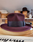 WHIPPET FEDORA | RABBIT & HARE DELUXE BLEND | PLUM COLOR | SIZE 60, US 7 1/2