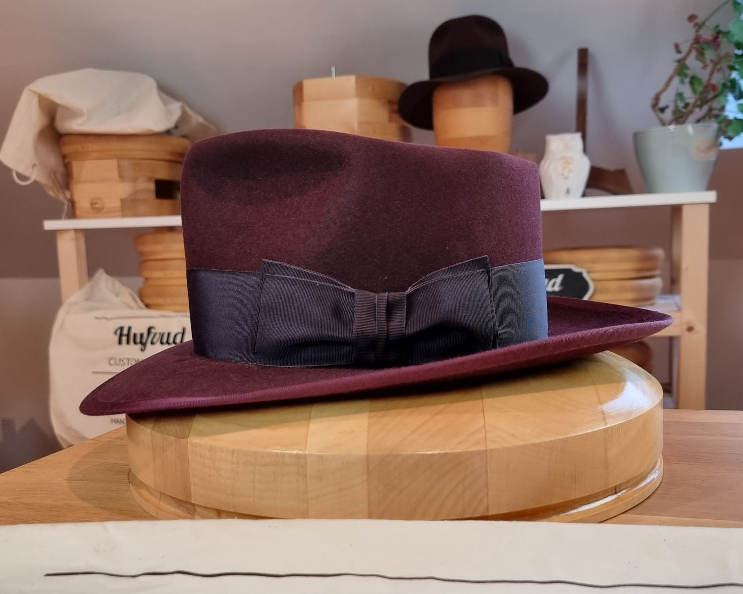 WHIPPET FEDORA | RABBIT &amp; HARE DELUXE BLEND | PLUM COLOR | SIZE 60, US 7 1/2