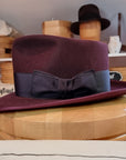 WHIPPET FEDORA | RABBIT & HARE DELUXE BLEND | PLUM COLOR | SIZE 60, US 7 1/2