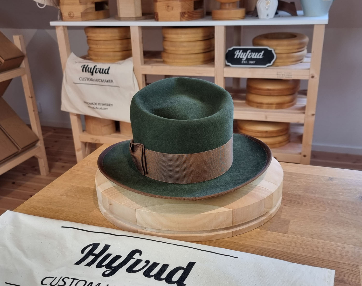 WHIPPET FEDORA | 100X NUTRIA | MOSS GREEN COLOR | SIZE 59, US 7 3/8