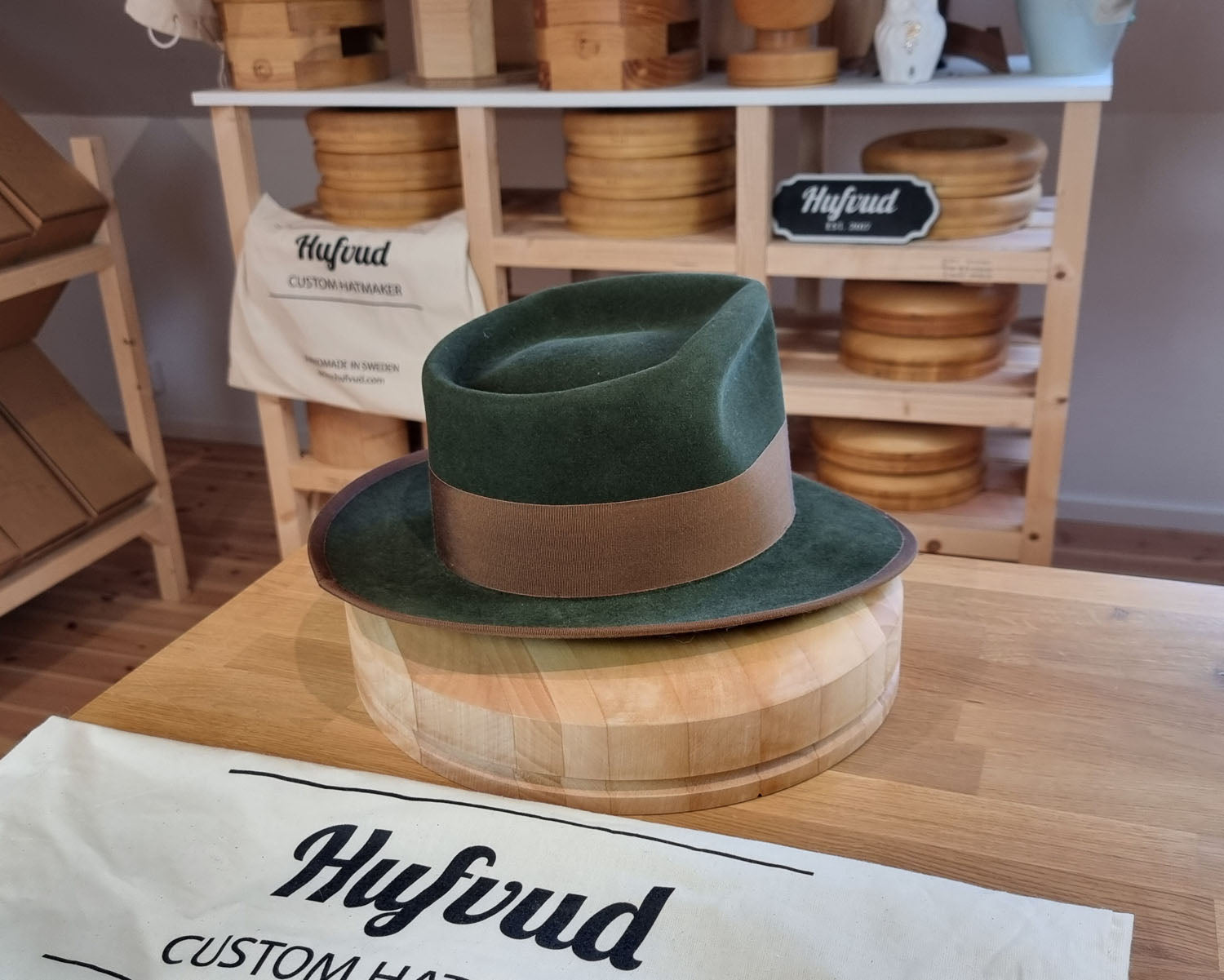 WHIPPET FEDORA | 100X NUTRIA | MOSS GREEN COLOR | SIZE 59, US 7 3/8