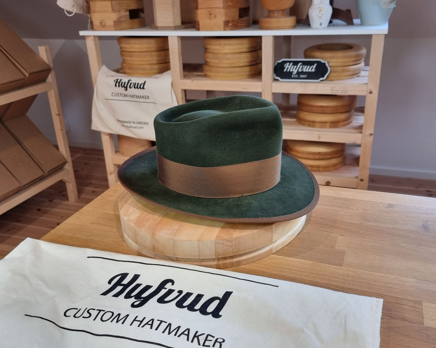 WHIPPET FEDORA | 100X NUTRIA | MOSS GREEN COLOR | SIZE 59, US 7 3/8