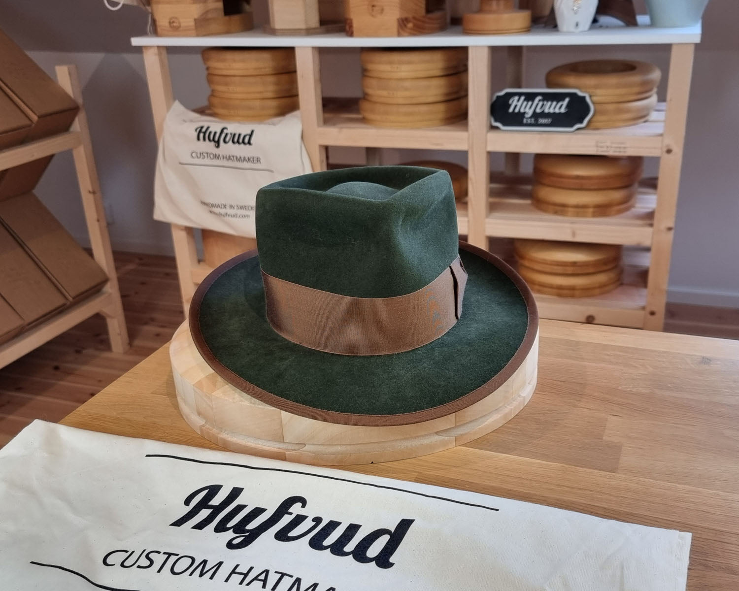 WHIPPET FEDORA | 100X NUTRIA | MOSS GREEN COLOR | SIZE 59, US 7 3/8