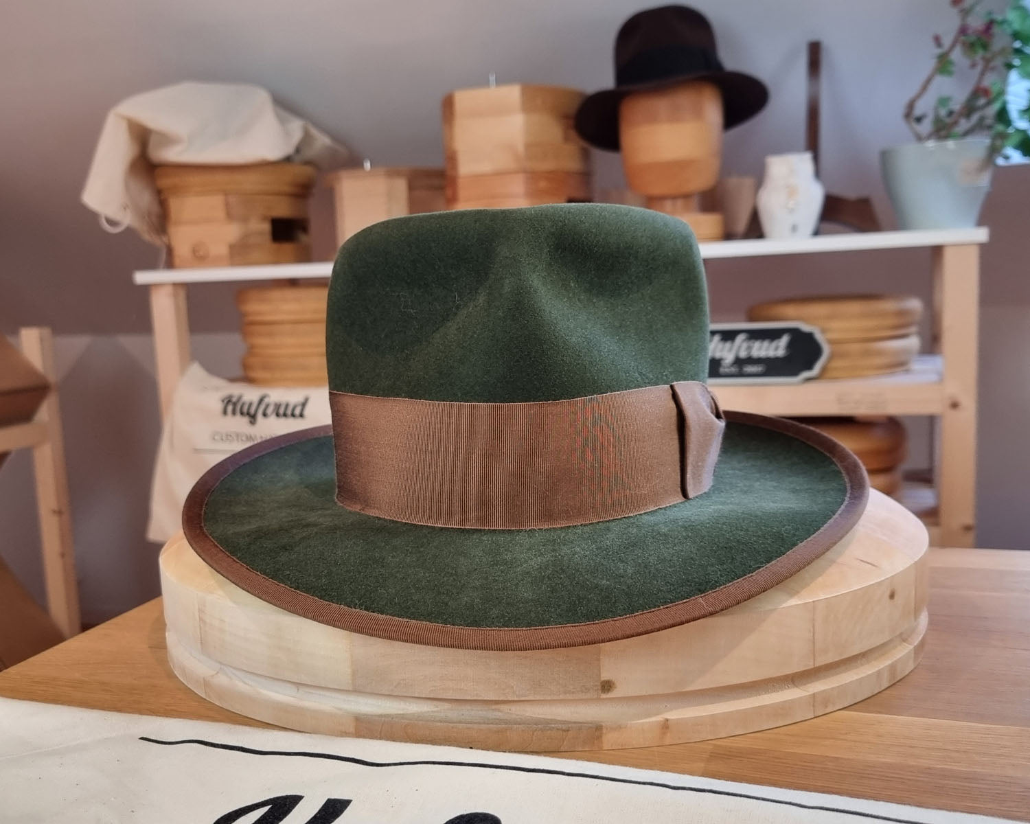 WHIPPET FEDORA | 100X NUTRIA | MOSS GREEN COLOR | SIZE 59, US 7 3/8