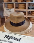 LEIFUR Lucky FEDORA | NUTRIA | CAMEL COLOR | SIZE 59, US 7 3/8