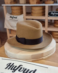 LEIFUR Lucky FEDORA | NUTRIA | CAMEL COLOR | SIZE 59, US 7 3/8