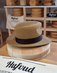 LEIFUR Lucky FEDORA | NUTRIA | CAMEL COLOR | SIZE 59, US 7 3/8