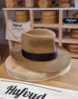 LEIFUR Lucky FEDORA | NUTRIA | CAMEL COLOR | SIZE 59, US 7 3/8