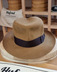 LEIFUR Lucky FEDORA | NUTRIA | CAMEL COLOR | SIZE 59, US 7 3/8