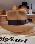 LEIFUR Lucky FEDORA | NUTRIA | CAMEL COLOR | SIZE 59, US 7 3/8