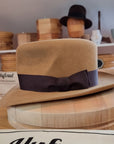 LEIFUR Lucky FEDORA | NUTRIA | CAMEL COLOR | SIZE 59, US 7 3/8