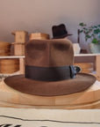 LEIFUR Lucky FEDORA | RABBIT & HARE DELUXE BLEND FELT | SABLE BROWN COLOR | SIZE 56, US 7