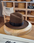 LEIFUR Lucky FEDORA | RABBIT & HARE DELUXE BLEND FELT | SABLE BROWN COLOR | SIZE 57, US 7 1/8