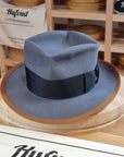 FOUR POINT CROWN FEDORA | BEAVER HUNDRED | LIMITED EDITION GRAY COLOR | SIZE 61, US 7 5/8