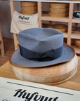 FOUR POINT CROWN FEDORA | BEAVER HUNDRED | LIMITED EDITION GRAY COLOR | SIZE 61, US 7 5/8