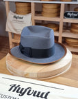 FOUR POINT CROWN FEDORA | BEAVER HUNDRED | LIMITED EDITION GRAY COLOR | SIZE 61, US 7 5/8