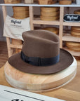 LEIFUR Lucky FEDORA | RABBIT & HARE DELUXE BLEND FELT | SABLE BROWN COLOR | SIZE 58, US 7 1/4