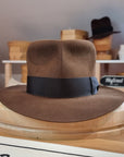 LEIFUR Lucky FEDORA | RABBIT & HARE DELUXE BLEND FELT | SABLE BROWN COLOR | SIZE 58, US 7 1/4