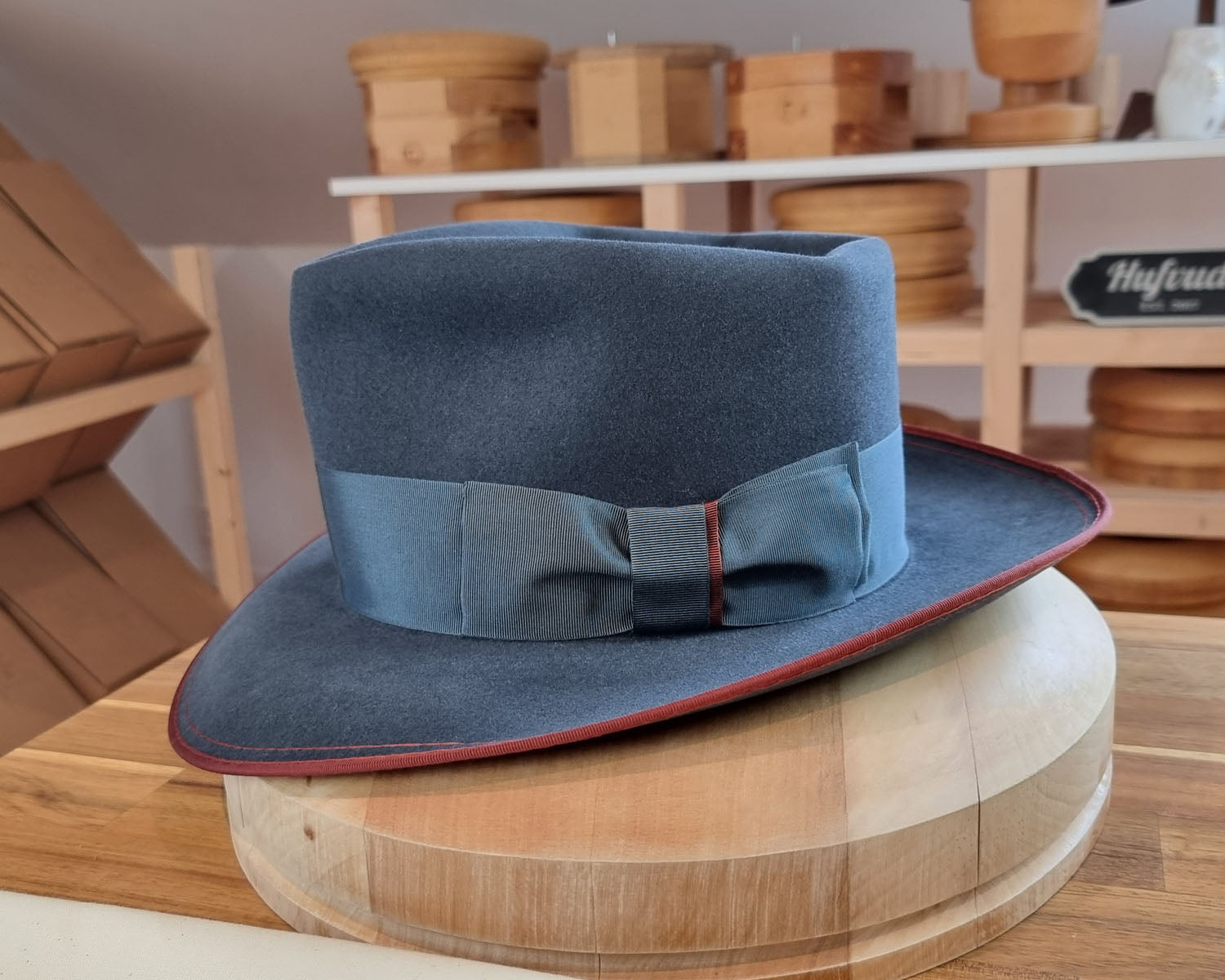 WHIPPET FEDORA | RABBIT &amp; HARE DELUXE BLEND | OCEAN COLOR | SIZE 61, US 7 5/8