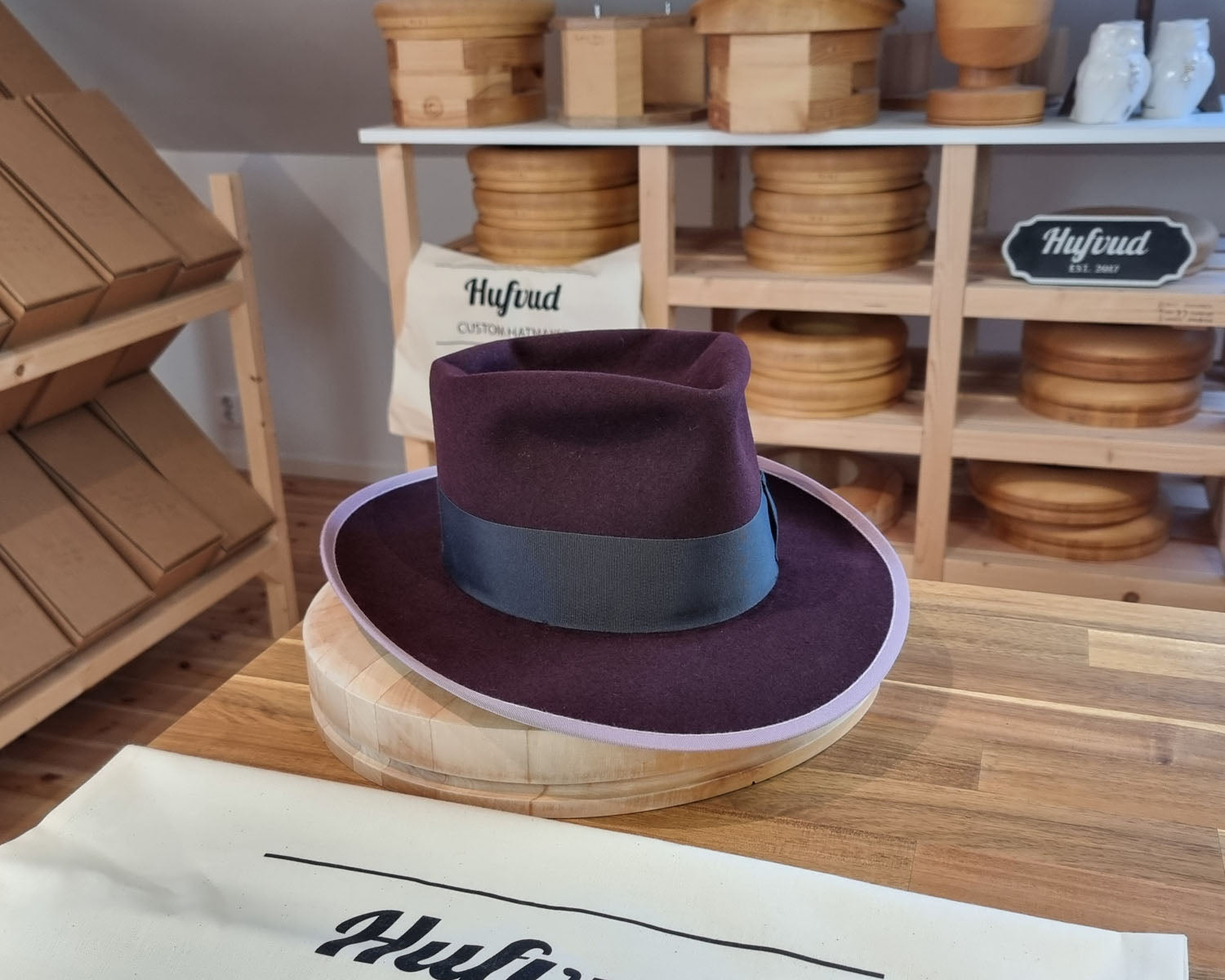 WHIPPET FEDORA | RABBIT &amp; HARE DELUXE BLEND | PLUM COLOR | SIZE 62, US 7 3/4