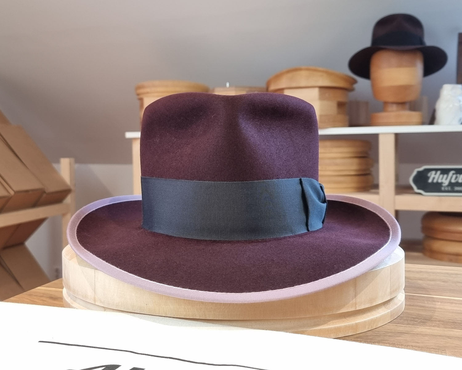 WHIPPET FEDORA | RABBIT &amp; HARE DELUXE BLEND | PLUM COLOR | SIZE 62, US 7 3/4