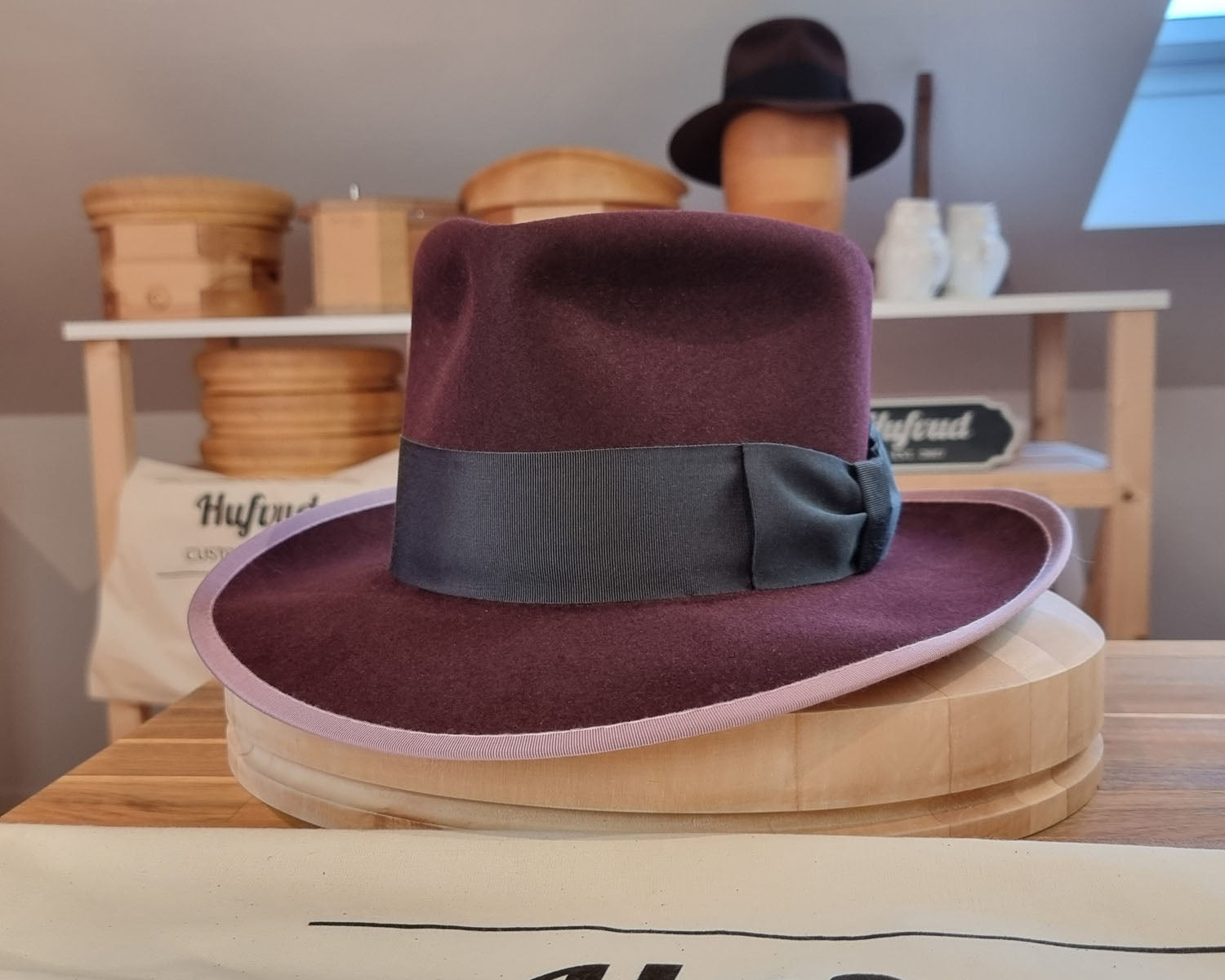 WHIPPET FEDORA | RABBIT &amp; HARE DELUXE BLEND | PLUM COLOR | SIZE 62, US 7 3/4