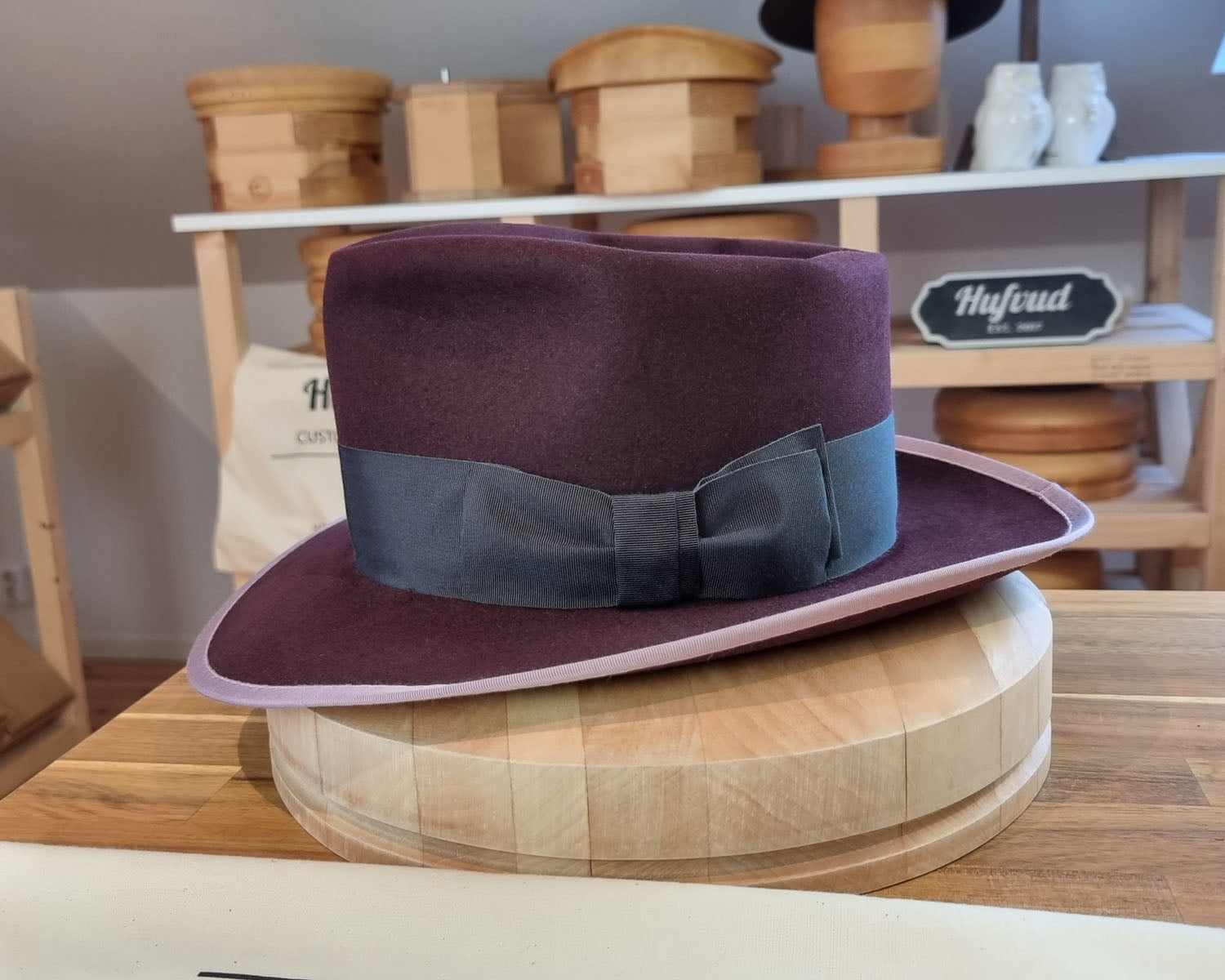 WHIPPET FEDORA | RABBIT &amp; HARE DELUXE BLEND | PLUM COLOR | SIZE 62, US 7 3/4