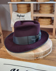 BOGART Maltese Falcon FEDORA | RABBIT & HARE DELUXE BLEND | PLUM COLOR | SIZE 59, US 7 3/8