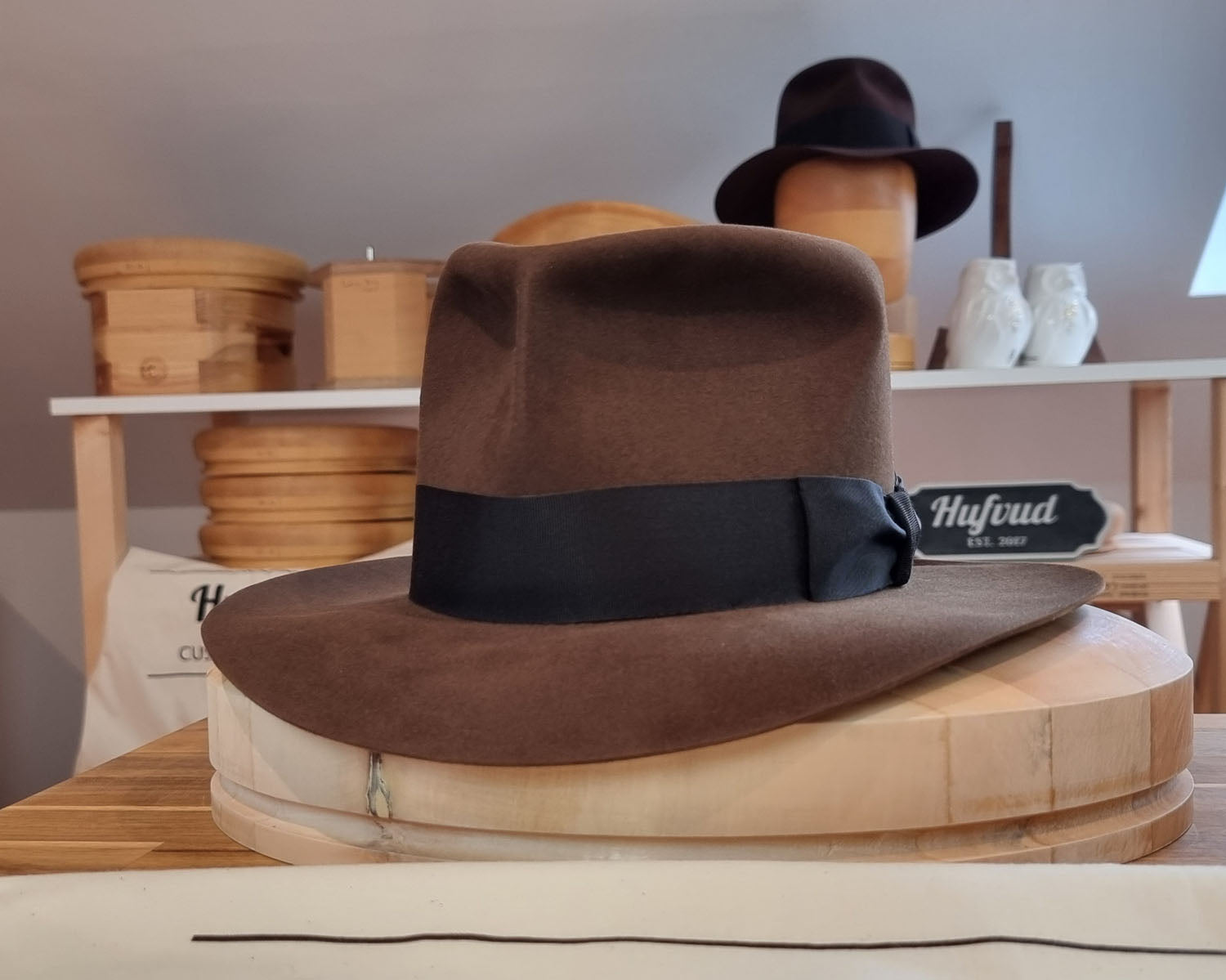 LEIFUR Lucky FEDORA | BEAVER HUNDRED | SABLE BROWN COLOR | SIZE 60, US 7 1/2