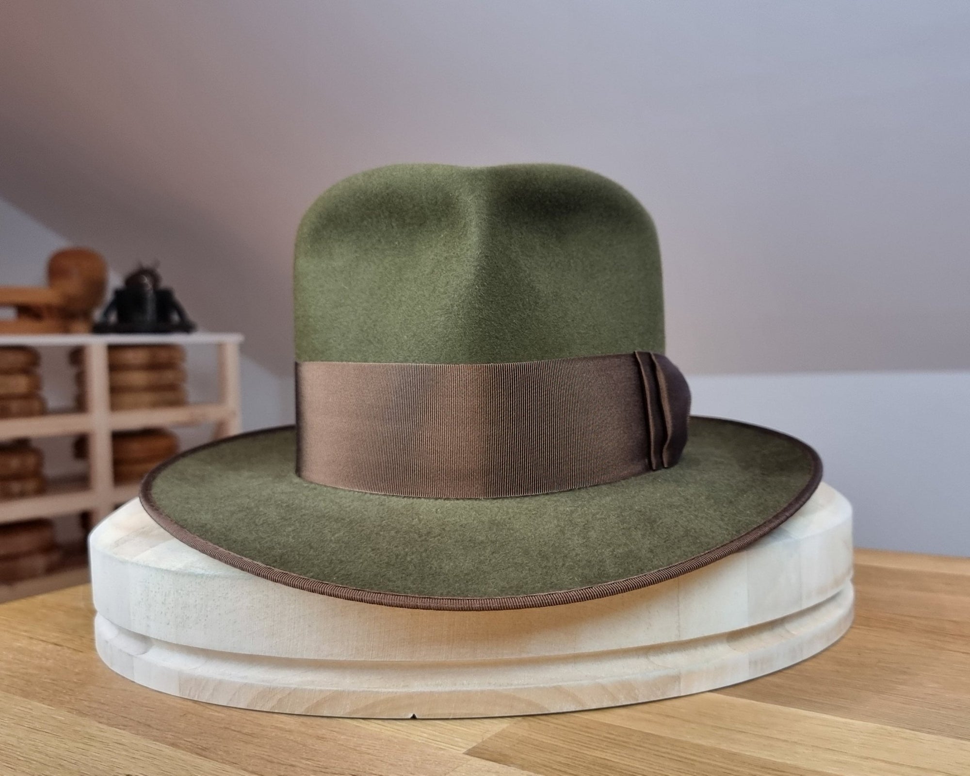 BOGART FEDORA | 100X BEAVER | MOSS GREEN COLOR | SIZE 60, US 7 1/2