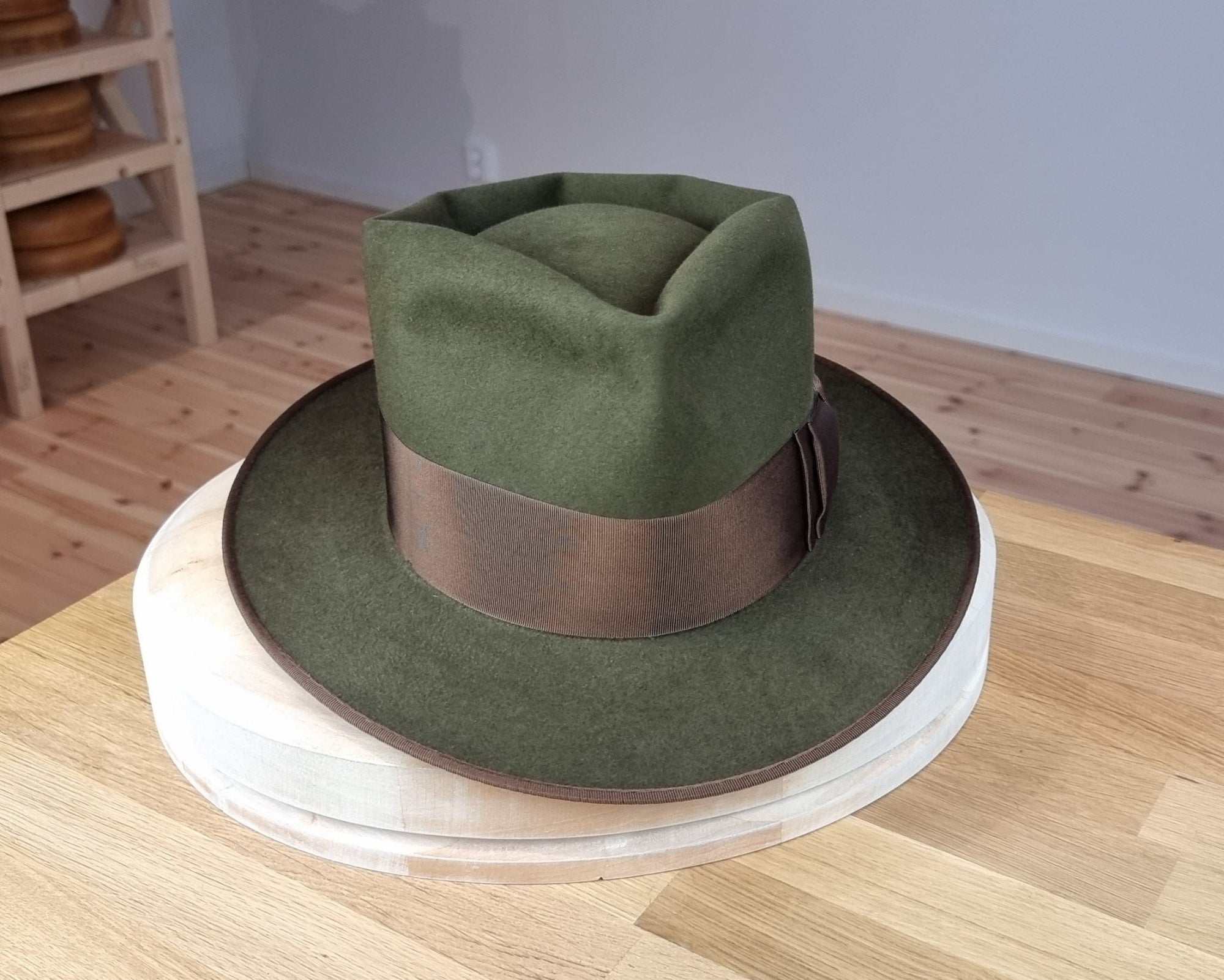 BOGART FEDORA | 100X BEAVER | MOSS GREEN COLOR | SIZE 60, US 7 1/2