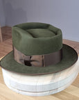 BOGART FEDORA | 100X BEAVER | MOSS GREEN COLOR | SIZE 60, US 7 1/2