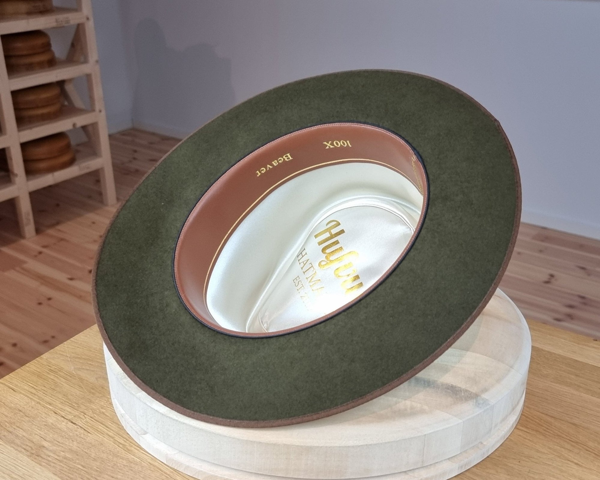 BOGART FEDORA | 100X BEAVER | MOSS GREEN COLOR | SIZE 60, US 7 1/2