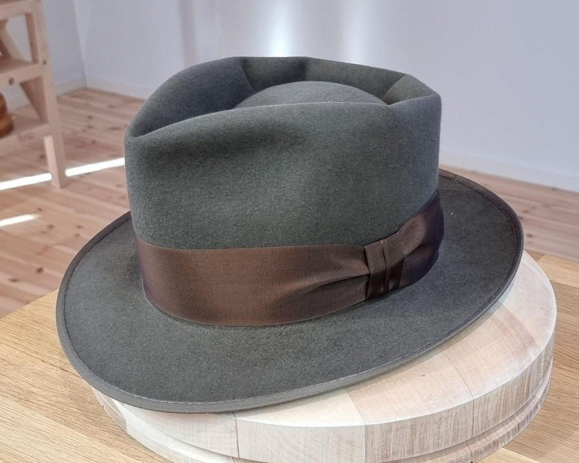 BOGART FEDORA | 50X BEAVER BLEND | OLIVE COLOR |  SIZE 61, US 7 5/8