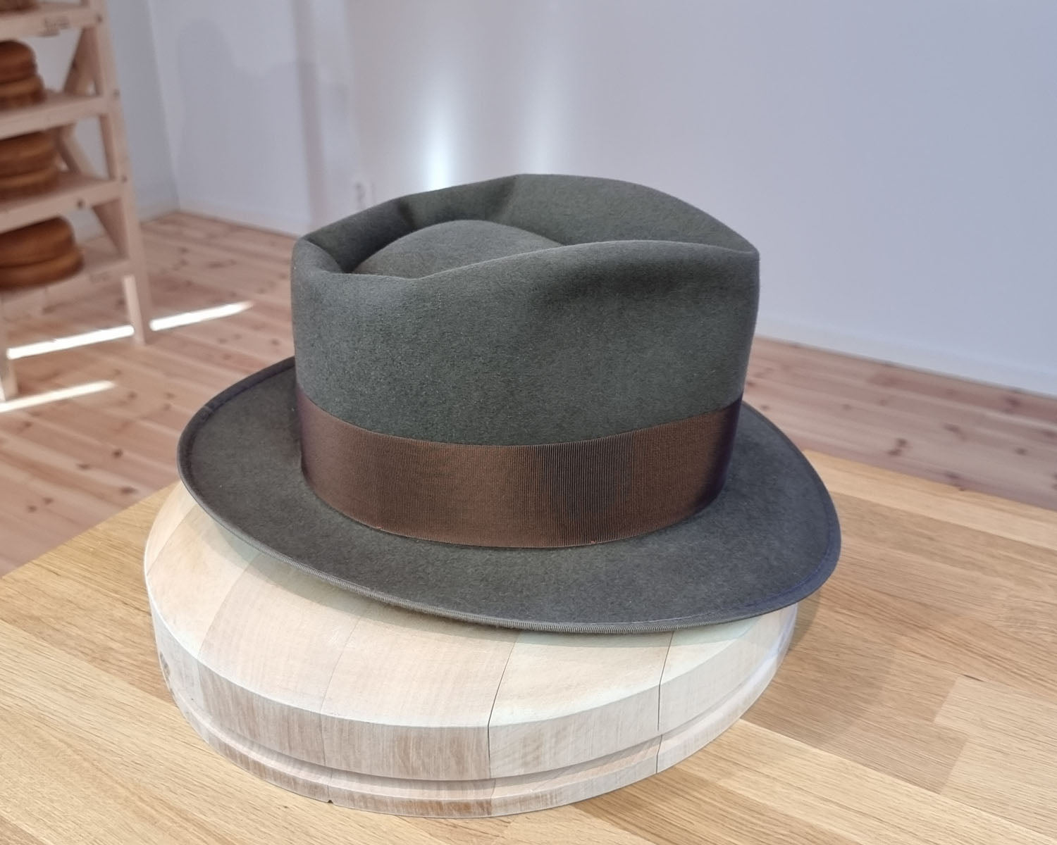 BOGART FEDORA | 50X BEAVER BLEND | OLIVE COLOR |  SIZE 61, US 7 5/8